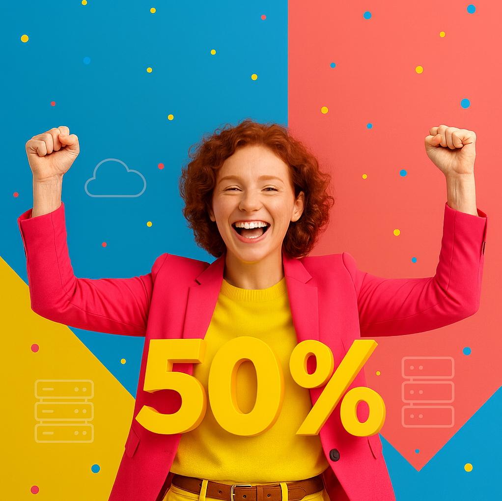 ¡50% de descuento en tu primer año de hosting!